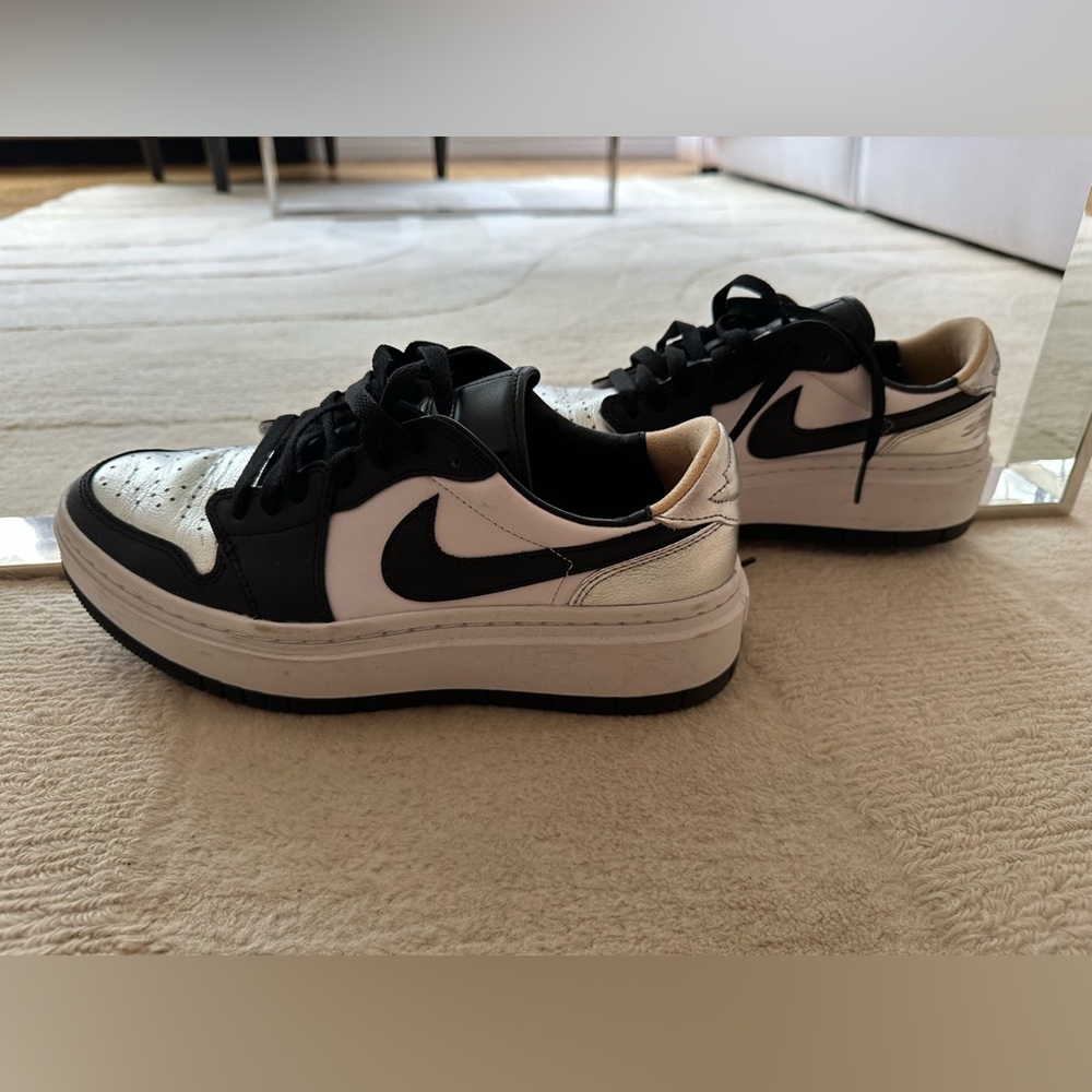 Air Jordan 1 Elevate Low Sneaker in Metallic Silver, Black, White, & White Onyx